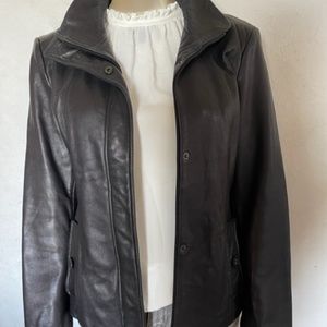 Calvin Klein black leather jacket, size S